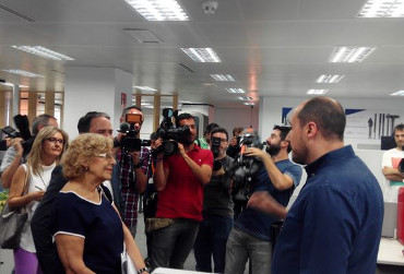 Manuela Carmena durante su visita al Madrid Tech Hub